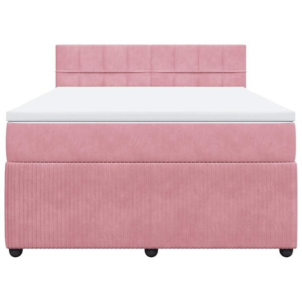 vidaXL Sommier &agrave; lattes de lit avec matelas Rose 140x200 cm Velours