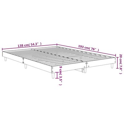 vidaXL Cadre de lit sans matelas chêne sonoma 135x190 cm