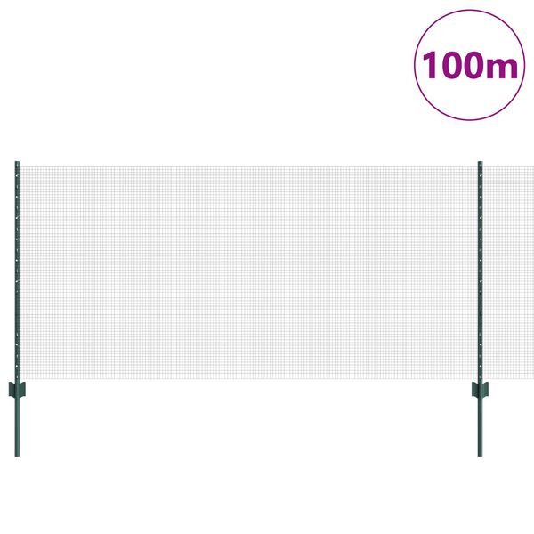 vidaXL Cl&ocirc;ture avec poteau Vert 1 x 100 m Acier et PVC