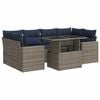 vidaXL Salon de jardin avec coussins 7 pcs gris r&eacute;sine tress&eacute;e acacia