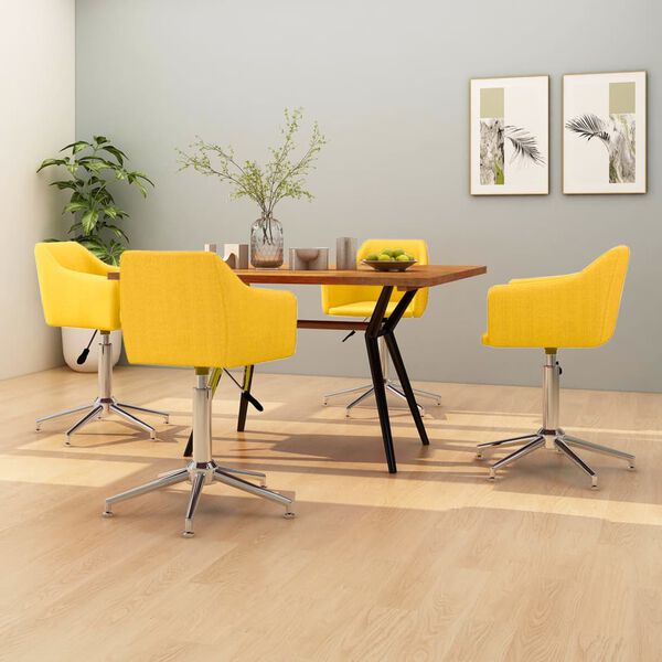 vidaXL Chaises pivotantes &agrave; manger lot de 4 jaune tissu