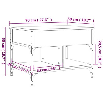 vidaXL Table basse noir 70x50x50 cm bois d'ingénierie et métal
