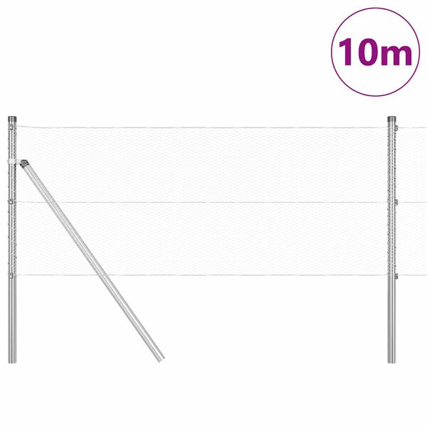 vidaXL Poteau de cl&ocirc;ture. Argent&eacute; 10 x 0,6 m (maille de 13 mm) Acier