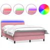 vidaXL Sommier &agrave; lattes de lit avec matelas et LED rose 160x210 cm velours