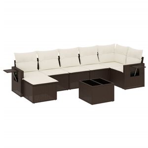 vidaXL Salon de jardin 8 pcs avec coussins marron r&eacute;sine tress&eacute;e