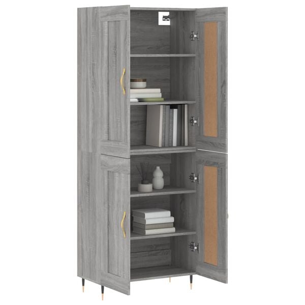 vidaXL Buffet haut Sonoma gris 69,5x34x180 cm Bois d'ing&eacute;nierie