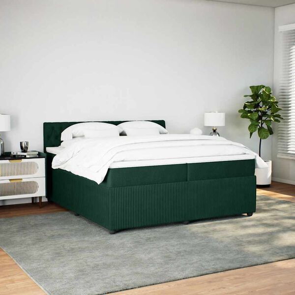 vidaXL Sommier &agrave; lattes de lit et matelas Vert fonc&eacute; 200x200cm Velours