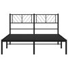 vidaXL Cadre de lit m&eacute;tal sans matelas avec t&ecirc;te de lit noir 140x190cm