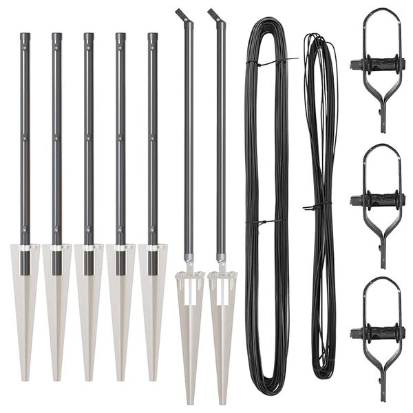 vidaXL Poteaux de clôture 7 pcs Gris Ø32mm 120 cm Acier galvanisé