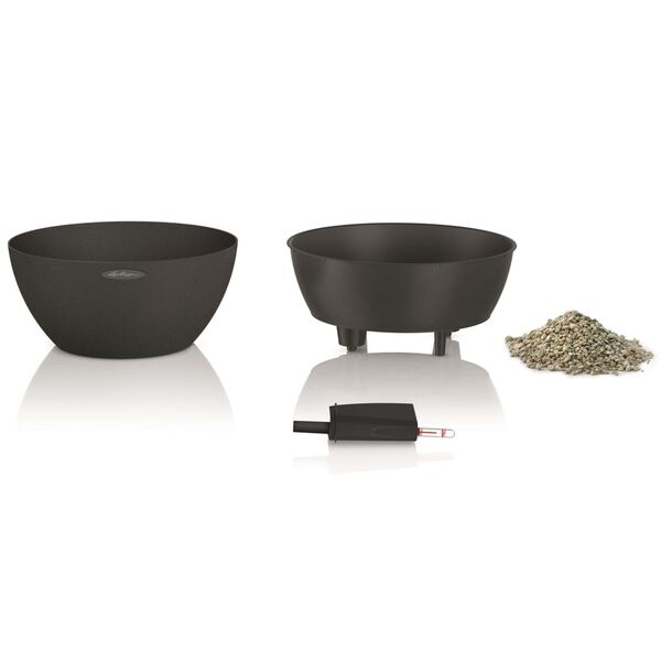 LECHUZA Jardini&egrave;re CUBETO Stone 30 ALL-IN-ONE noir graphite 13832