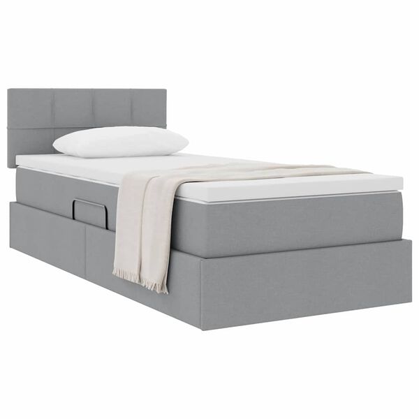 vidaXL Lit avec rangement et matelas Gris clair 90 x 190 cm