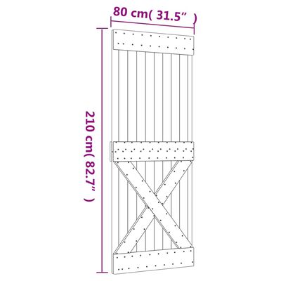 vidaXL Porte coulissante et kit de quincaillerie 80x210 cm pin massif