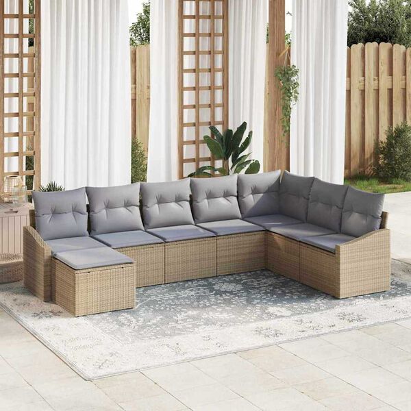 vidaXL Ensemble de canap&eacute; de jardin 8 pcs Beige et Gris clair