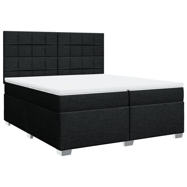 vidaXL Sommier &agrave; lattes de lit avec matelas Noir 200x200 cm Tissu