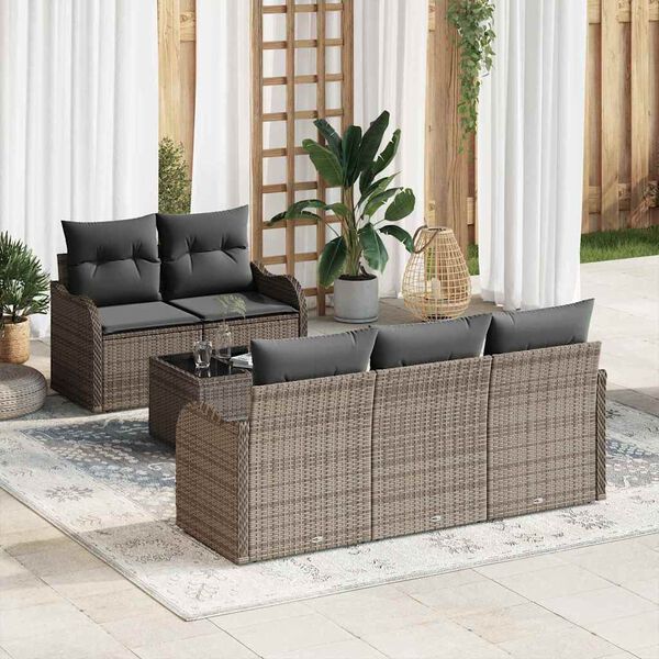 vidaXL Ensemble de canap&eacute; de jardin Gris polyrotin
