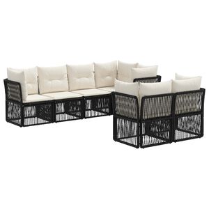 vidaXL Ensemble de canap&eacute; de jardin 7 pc 7-Nombre de places Noir