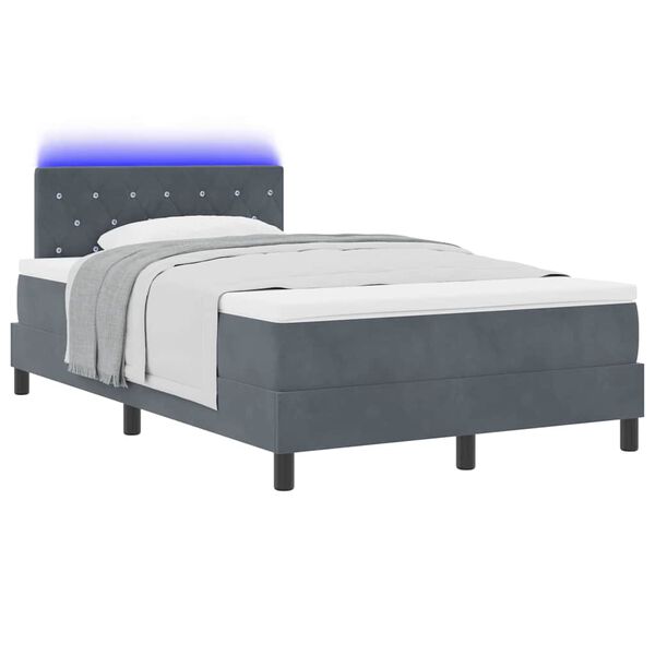 vidaXL Lit &agrave; ressorts avec matelas Gris fonc&eacute; 120 x 190 cm Velours