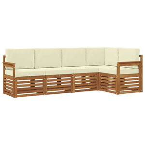 vidaXL Ensemble de canap&eacute;s d'ext&eacute;rieur 5 pc Naturel et Cr&egrave;me Polyester