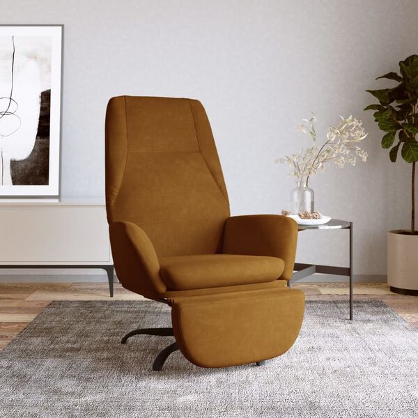 vidaXL Chaise de relaxation avec repose-pied Marron Velours