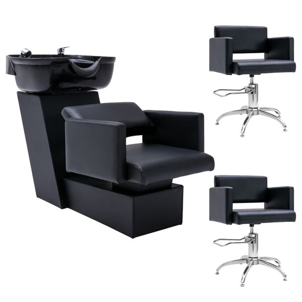 vidaXL Unit&eacute; de rin&ccedil;age de shampoing avec chaises de salon Similicuir