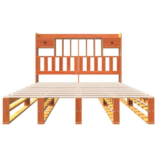 vidaXL Lit biblioth&egrave;que sans matelas cire marron 140x190 cm pin massif