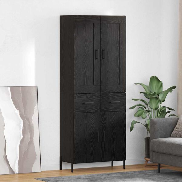 vidaXL Haut Armoire avec tiroir 2 pcs Ch&ecirc;ne noir Bois d'ing&eacute;nierie