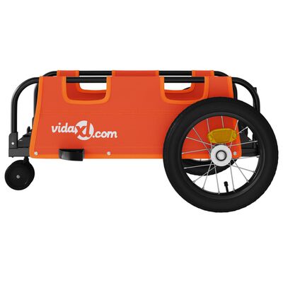 vidaXL Remorque de vélo orange tissu oxford et fer