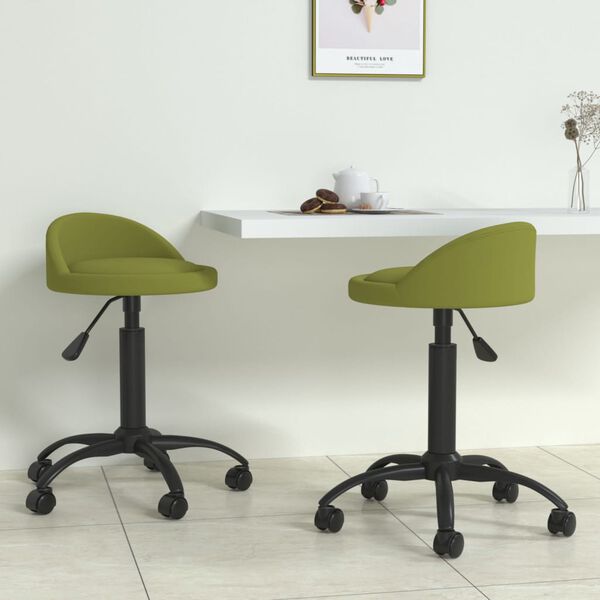 vidaXL Chaises pivotantes &agrave; manger lot de 2 Vert clair Velours