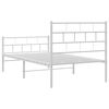 vidaXL Cadre de lit m&eacute;tal sans matelas avec pied de lit blanc 90x200cm