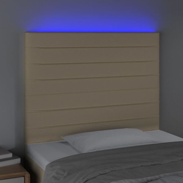 vidaXL Tête de lit à LED Crème 80x5x118/128 cm Tissu
