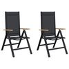 vidaXL Chaises de jardin inclinables 2 pc Noir Textil&egrave;ne