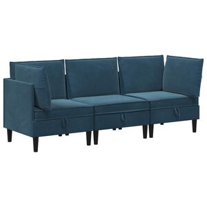 vidaXL Ensemble de meubles pour le salon 3 pc Bleu Velours