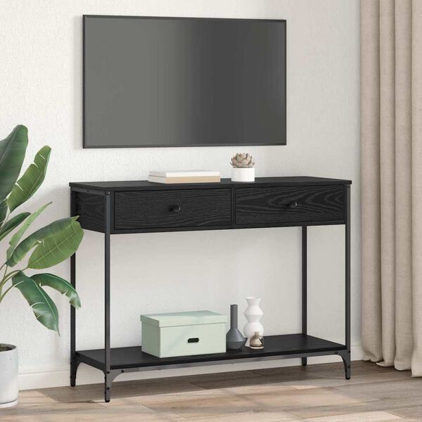 vidaXL Table console Chêne noir 100 x 34,5 x 75 cm Bois d'ingénierie