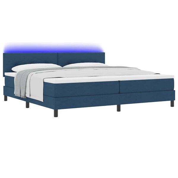 vidaXL Lit &agrave; ressorts avec matelas Bleu 200 x 200 cm tissu