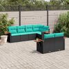 vidaXL Salon de jardin 7 pcs avec coussins noir r&eacute;sine tress&eacute;e