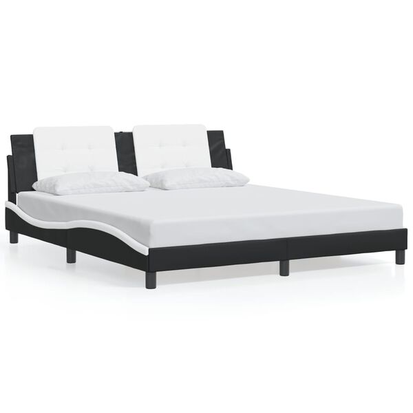 vidaXL Cadre de lit sans matelas Zadar noir et blanc 180x200 cm similicuir