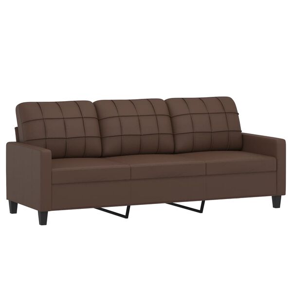 vidaXL Canap&eacute; &agrave; 3 places avec repose-pieds Marron 180 cm Similicuir