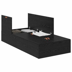 vidaXL Cadre de lit avec rangement avec porte Ch&ecirc;ne noir 80 x 200 cm