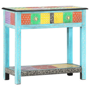 vidaXL Table console peinte &agrave; la main 80x35x75 cm Bois de manguier