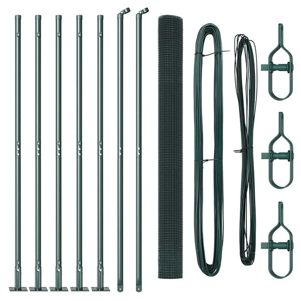 vidaXL Cl&ocirc;ture avec poteaux Vert 1.5 x 10 m Acier