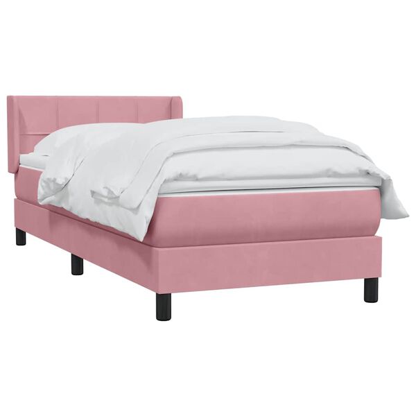 vidaXL Sommier &agrave; lattes de lit avec matelas rose 100x220 cm velours