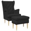 vidaXL Fauteuil avec pouf 2 pc Noir Tissu