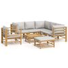 vidaXL Salon de jardin 8 pcs avec coussins gris clair bambou
