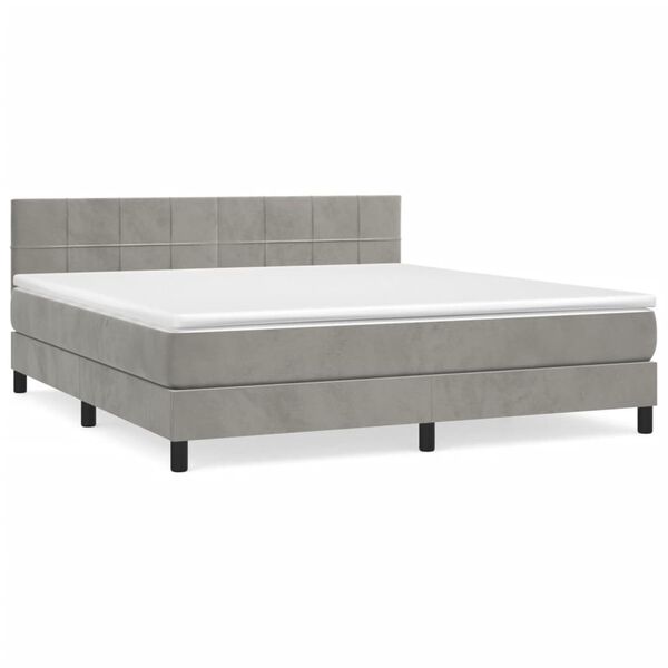 vidaXL Sommier &agrave; lattes de lit et matelas Gris clair 160x200cm Velours