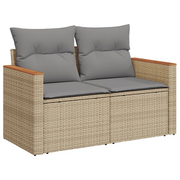vidaXL Salon de jardin avec coussins 7pcs m&eacute;lange beige r&eacute;sine tress&eacute;e