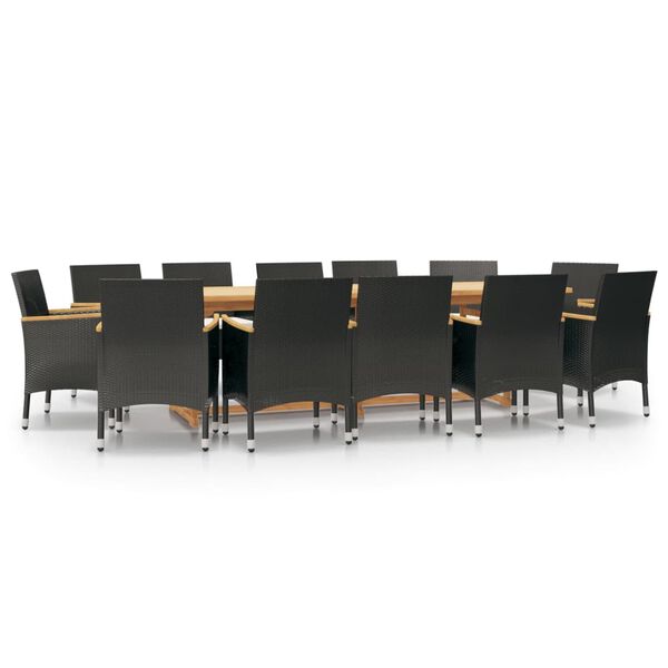vidaXL Ensemble &agrave; manger de jardin 13 pcs avec coussins Noir