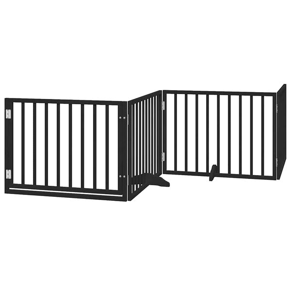 vidaXL Barri&egrave;re pour chien porte pliable 6 panneaux noir bois peuplier