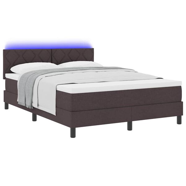 vidaXL Lit &agrave; ressorts avec matelas Marron fonc&eacute; 160 x 200 cm tissu
