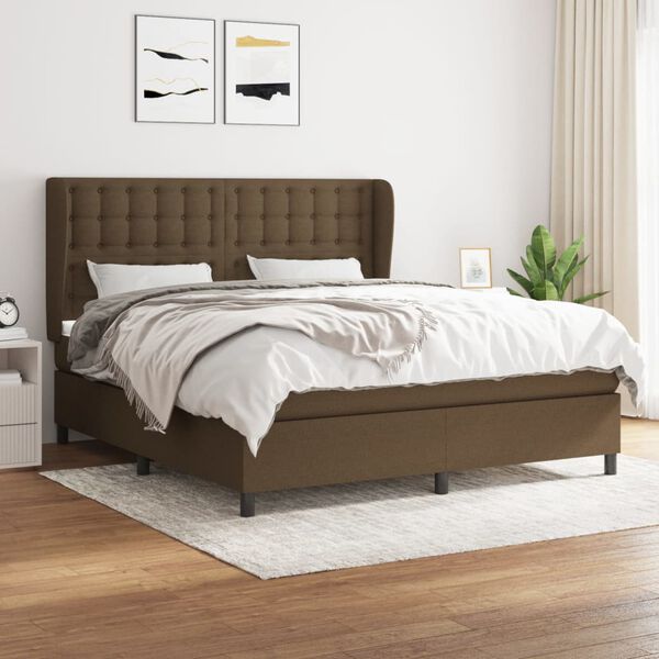 vidaXL Sommier &agrave; lattes de lit avec matelas Marron fonc&eacute; 160x200 cm