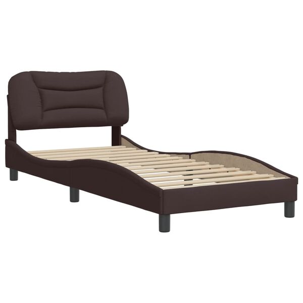 vidaXL Cadre de lit sans matelas Hvar marron fonc&eacute; 90x190 cm tissu